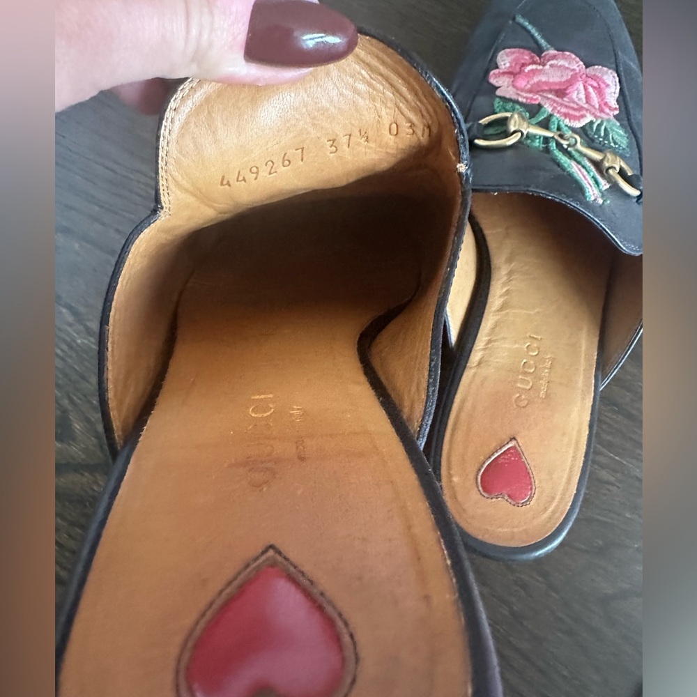 Gucci Princetown heart mules size 37.5 - Picture 2 of 4